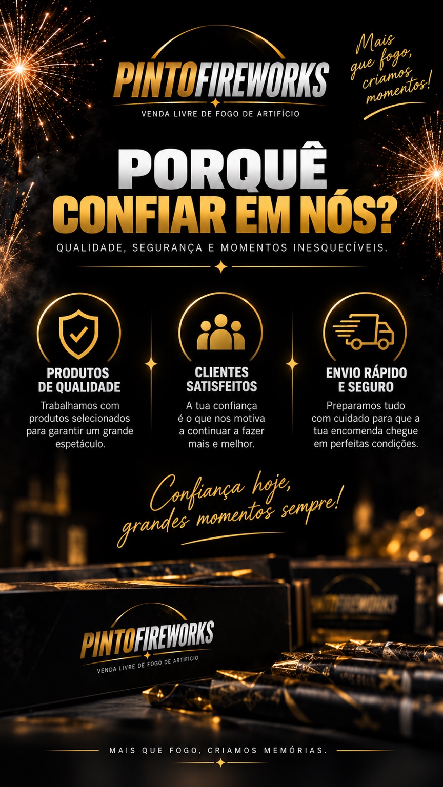 Porque confiar em nós: qualidade, clientes satisfeitos e envio