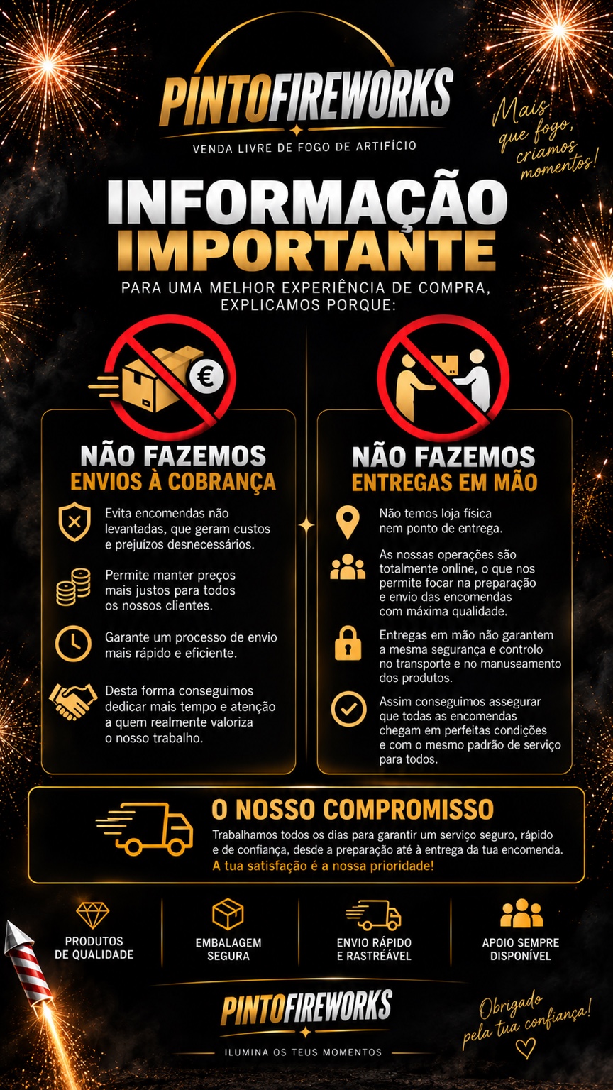Informação importante sobre encomendas e entregas